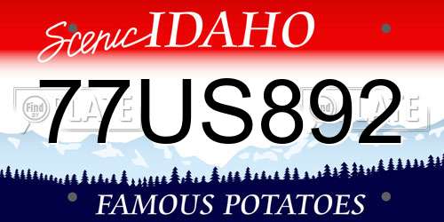 77US892 Idaho License Plate