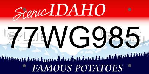 77WG985 Idaho License Plate