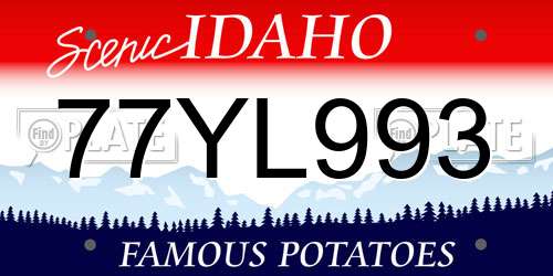 77YL993 Idaho License Plate