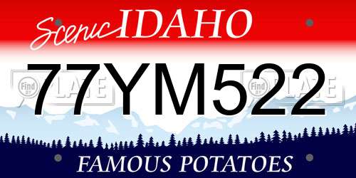 77YM522 Idaho License Plate
