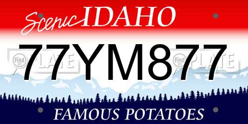 77YM877 Idaho License Plate