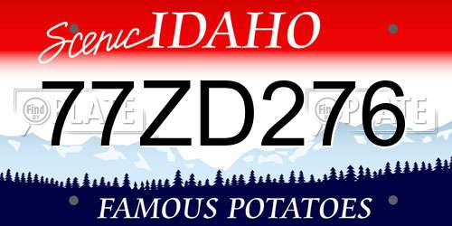 77ZD276 Idaho License Plate