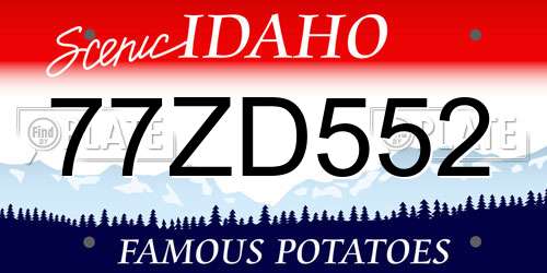 77ZD552 Idaho License Plate