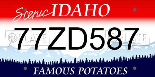 77ZD587 Idaho License Plate