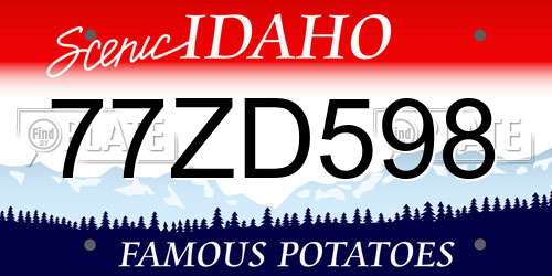 77ZD598 Idaho License Plate