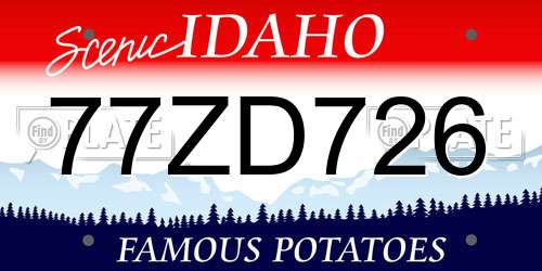 77ZD726 Idaho License Plate