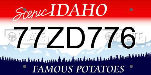 77ZD776 Idaho License Plate