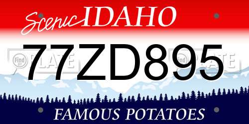 77ZD895 Idaho License Plate