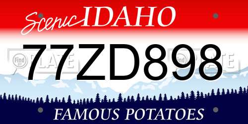 77ZD898 Idaho License Plate