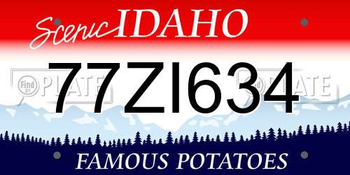 77ZI634 Idaho License Plate