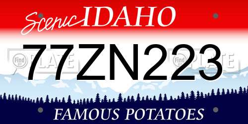 77ZN223 Idaho License Plate