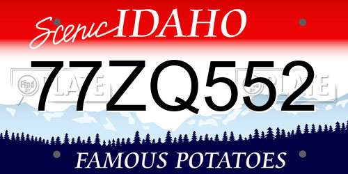 77ZQ552 Idaho License Plate