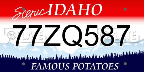 77ZQ587 Idaho License Plate