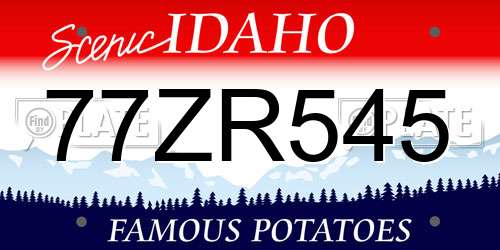 77ZR545 Idaho License Plate