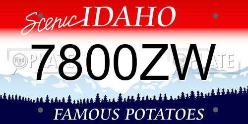 7800ZW Idaho License Plate