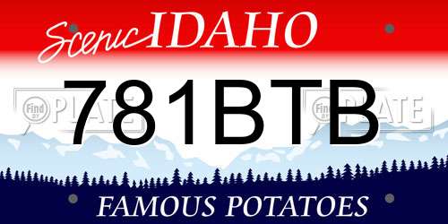 781BTB Idaho License Plate