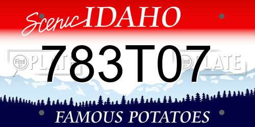 783T07 Idaho License Plate