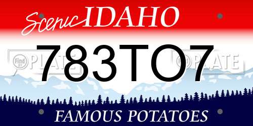 783TO7 Idaho License Plate