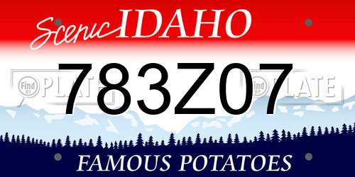 783Z07 Idaho License Plate