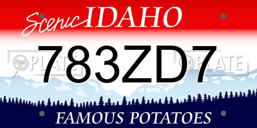 783ZD7 Idaho License Plate