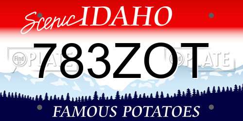 783ZOT Idaho License Plate