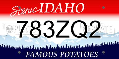 783ZQ2 Idaho License Plate