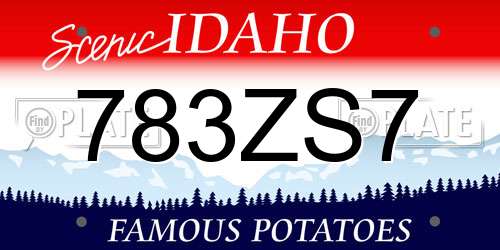 783ZS7 Idaho License Plate