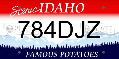 784DJZ Idaho License Plate