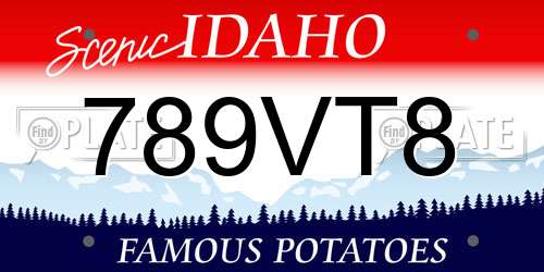 789VT8 Idaho License Plate