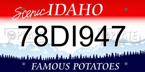 78DI947 Idaho License Plate