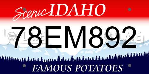 78EM892 Idaho License Plate