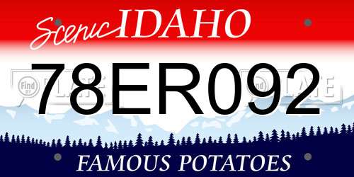 78ER092 Idaho License Plate