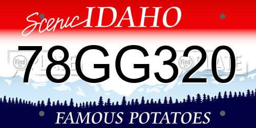 78GG320 Idaho License Plate