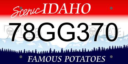 78GG370 Idaho License Plate