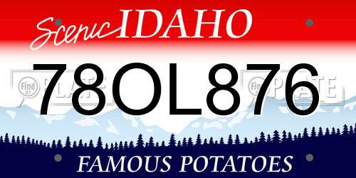 78OL876 Idaho License Plate