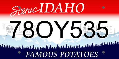 78OY535 Idaho License Plate