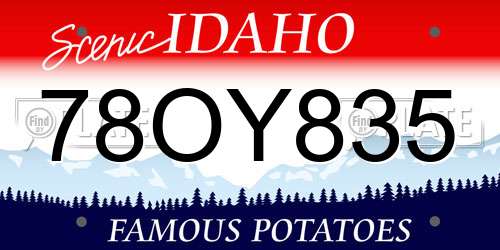 78OY835 Idaho License Plate