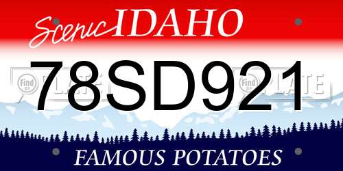78SD921 Idaho License Plate