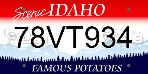 78VT934 Idaho License Plate