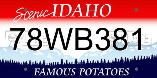 78WB381 Idaho License Plate