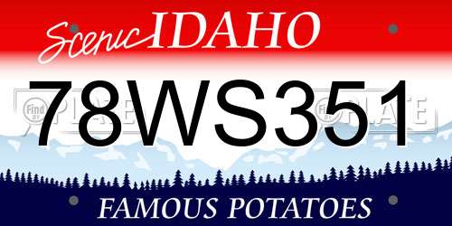 78WS351 Idaho License Plate