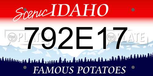 792E17 Idaho License Plate