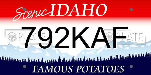 792KAF Idaho License Plate