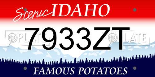 7933ZT Idaho License Plate