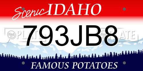 793JB8 Idaho License Plate