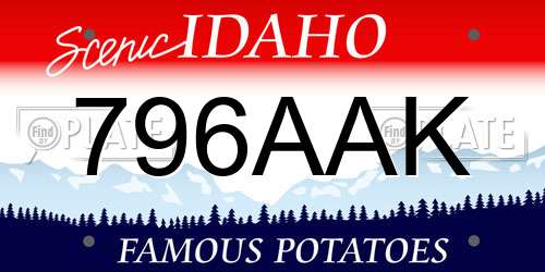 796AAK Idaho License Plate