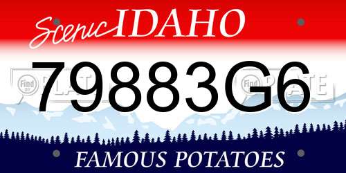 79883G6 Idaho License Plate
