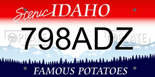 798ADZ Idaho License Plate