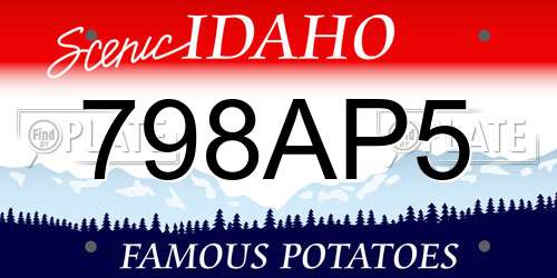 798AP5 Idaho License Plate