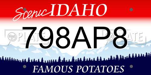 798AP8 Idaho License Plate